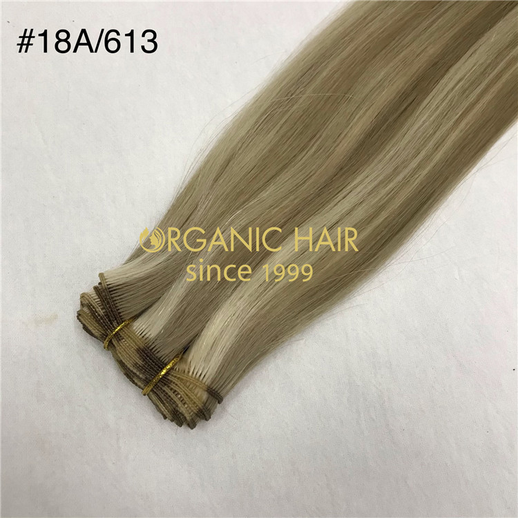 Human remy hand tied wefts hair extensions customized color X378